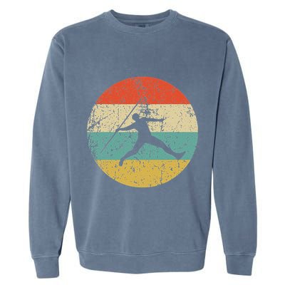 Javelin Throw Vintage Retro Track And Field Garment-Dyed Sweatshirt