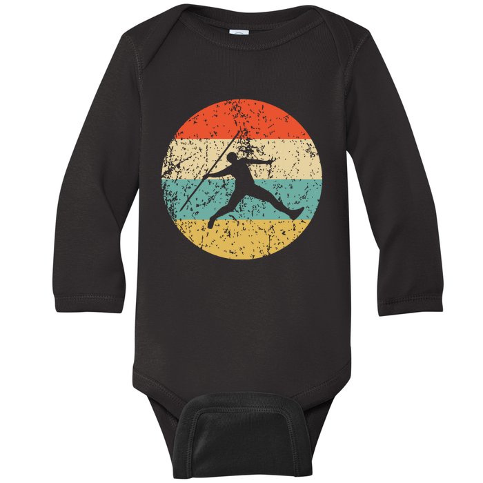 Javelin Throw Vintage Retro Track And Field Baby Long Sleeve Bodysuit