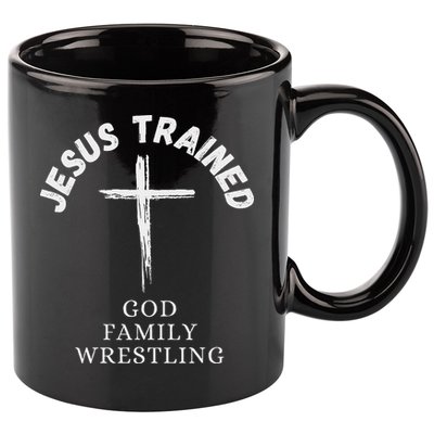 Jesus Trained Wrestling Jesus Trained God Family Wrestling 11oz C Handle Ceramic Mug