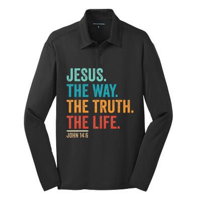 Jesus The Way Truth Life Christian Worship Silk Touch Performance Long Sleeve Polo