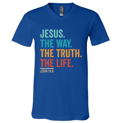 Jesus The Way Truth Life Christian Worship V-Neck T-Shirt