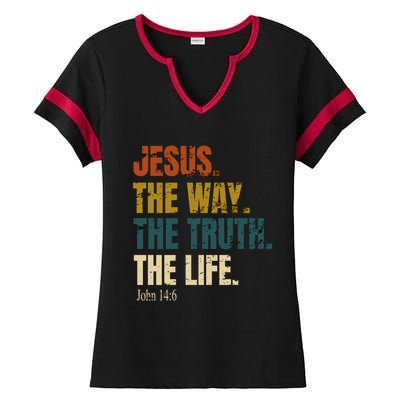 Jesus The Way The Truth The Life Bible Verse Worship Cute Gift Ladies Halftime Notch Neck Tee