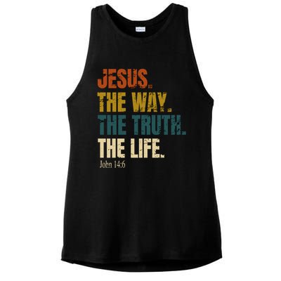 Jesus The Way The Truth The Life Bible Verse Worship Cute Gift Ladies PosiCharge Tri-Blend Wicking Tank