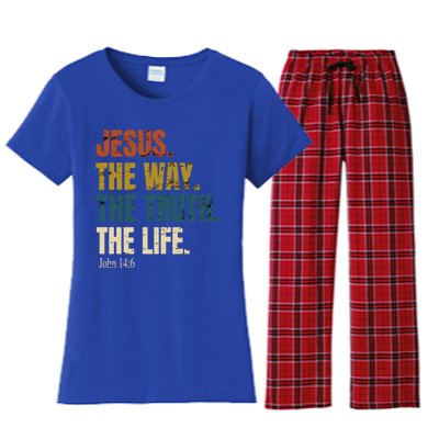 Jesus The Way The Truth The Life Bible Verse Worship Cute Gift Women's Flannel Pajama Set