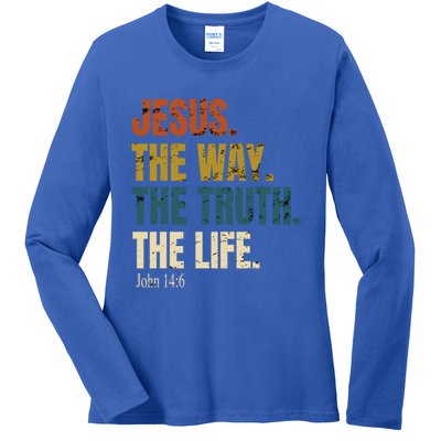 Jesus The Way The Truth The Life Bible Verse Worship Cute Gift Ladies Long Sleeve Shirt