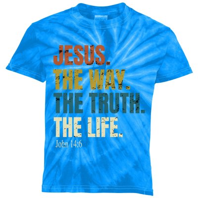 Jesus The Way The Truth The Life Bible Verse Worship Cute Gift Kids Tie-Dye T-Shirt