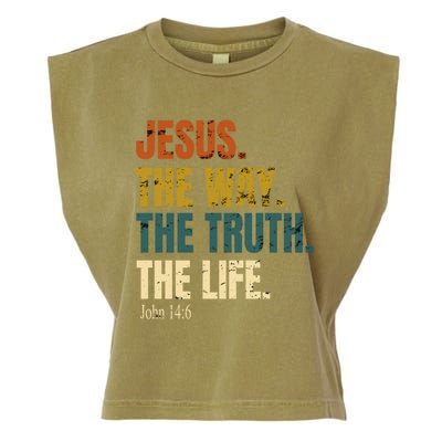 Jesus The Way The Truth The Life Bible Verse Worship Cute Gift Garment-Dyed Women's Muscle Tee