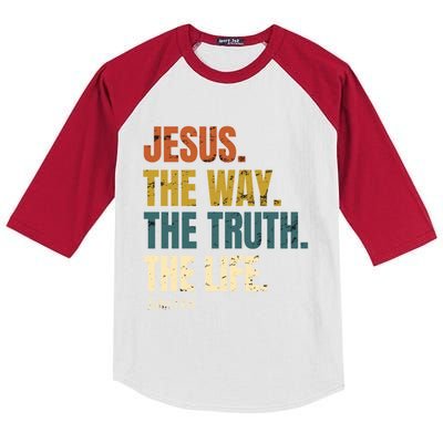 Jesus The Way The Truth The Life Bible Verse Worship Cute Gift Kids Colorblock Raglan Jersey