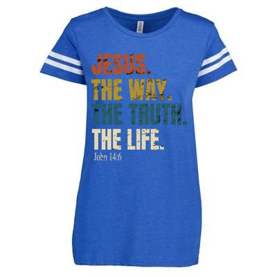 Jesus The Way The Truth The Life Bible Verse Worship Cute Gift Enza Ladies Jersey Football T-Shirt