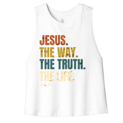 Jesus The Way The Truth The Life Bible Verse Worship Cute Gift Women's Racerback Cropped Tank