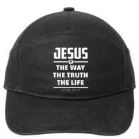 Jesus The Way The Truth The Life Bible Verse Jesus 7-Panel Snapback Hat