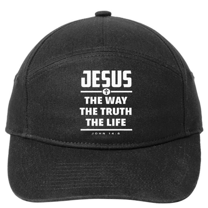 Jesus The Way The Truth The Life Bible Verse Jesus 7-Panel Snapback Hat