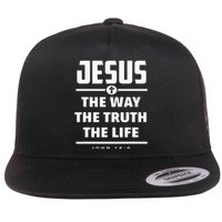 Jesus The Way The Truth The Life Bible Verse Jesus Flat Bill Trucker Hat