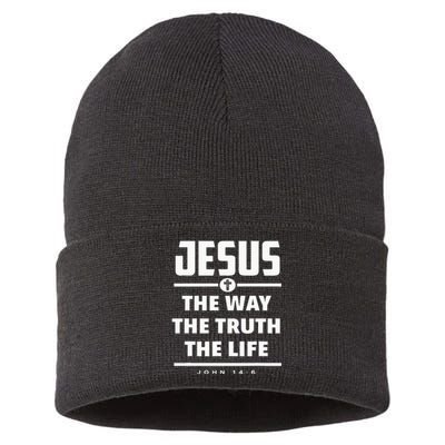 Jesus The Way The Truth The Life Bible Verse Jesus Sustainable Knit Beanie