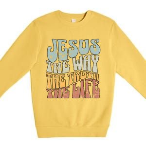 Jesus The Way Gospel Of John 14 6 Faith Premium Crewneck Sweatshirt