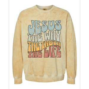 Jesus The Way Gospel Of John 14 6 Faith Colorblast Crewneck Sweatshirt