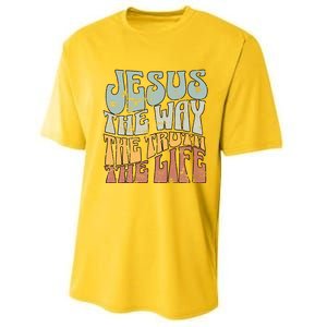 Jesus The Way Gospel Of John 14 6 Faith Performance Sprint T-Shirt