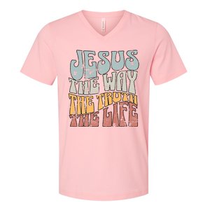 Jesus The Way Gospel Of John 14 6 Faith V-Neck T-Shirt