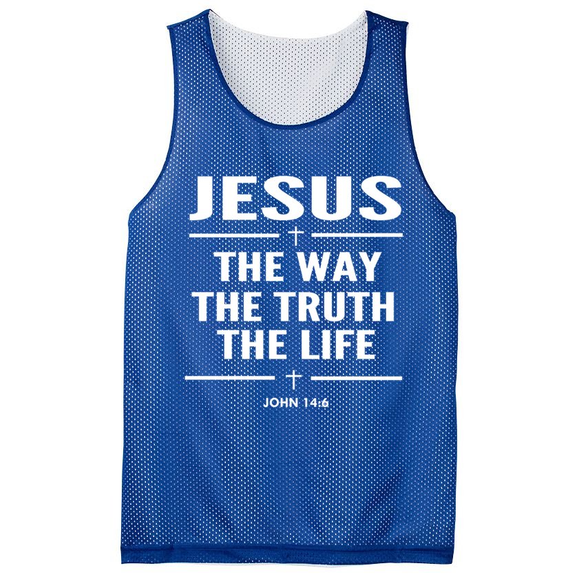 Jesus The Way The Truth The Life John 14:6 Bible Verse Gift Mesh Reversible Basketball Jersey Tank