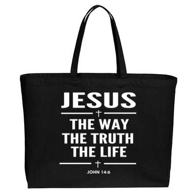 Jesus The Way The Truth The Life John 14:6 Bible Verse Gift Cotton Canvas Jumbo Tote