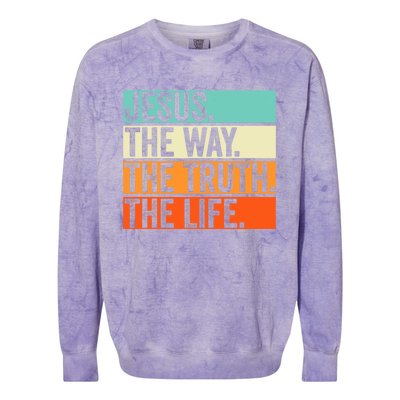 Jesus The Way Truth Life Bible Verse Christian Worship Colorblast Crewneck Sweatshirt