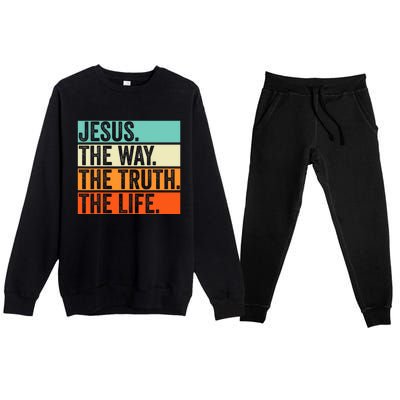 Jesus The Way Truth Life Bible Verse Christian Worship Premium Crewneck Sweatsuit Set