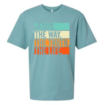 Jesus The Way Truth Life Bible Verse Christian Worship Sueded Cloud Jersey T-Shirt