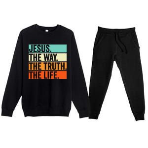 Jesus The Way Truth Life Bible Verse Christian Worship Premium Crewneck Sweatsuit Set