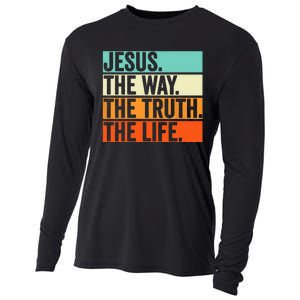 Jesus The Way Truth Life Bible Verse Christian Worship Cooling Performance Long Sleeve Crew