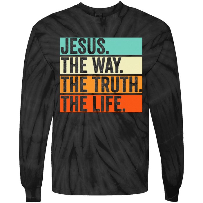 Jesus The Way Truth Life Bible Verse Christian Worship Tie-Dye Long Sleeve Shirt