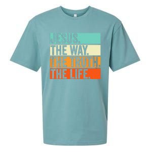 Jesus The Way Truth Life Bible Verse Christian Worship Sueded Cloud Jersey T-Shirt