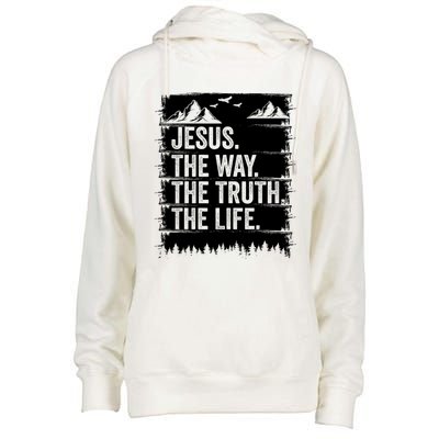 Jesus The Way Truth Life Bible Verse Christian Worship Womens Funnel Neck Pullover Hood