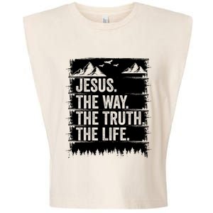 Jesus The Way Truth Life Bible Verse Christian Worship Garment-Dyed Women's Muscle Tee