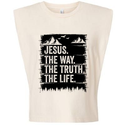 Jesus The Way Truth Life Bible Verse Christian Worship Garment-Dyed Women's Muscle Tee