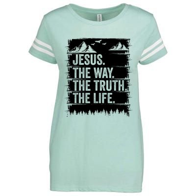 Jesus The Way Truth Life Bible Verse Christian Worship Enza Ladies Jersey Football T-Shirt