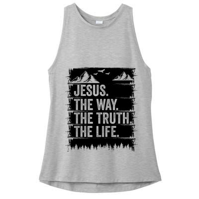 Jesus The Way Truth Life Bible Verse Christian Worship Ladies PosiCharge Tri-Blend Wicking Tank