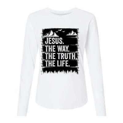 Jesus The Way Truth Life Bible Verse Christian Worship Womens Cotton Relaxed Long Sleeve T-Shirt