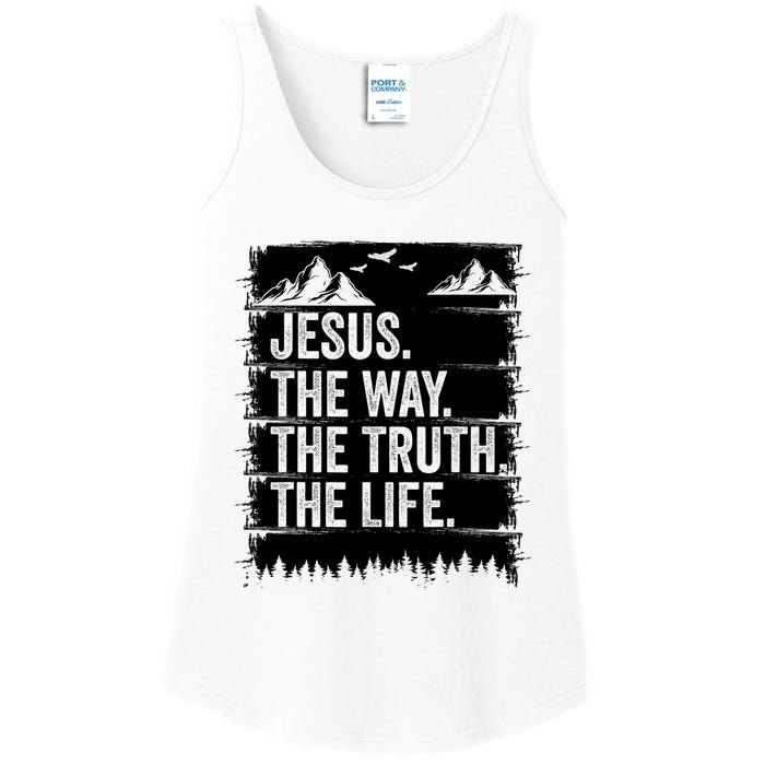 Jesus The Way Truth Life Bible Verse Christian Worship Ladies Essential Tank