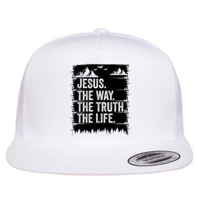 Jesus The Way Truth Life Bible Verse Christian Worship Flat Bill Trucker Hat