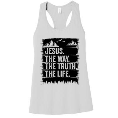 Jesus The Way Truth Life Bible Verse Christian Worship Women's Racerback Tank