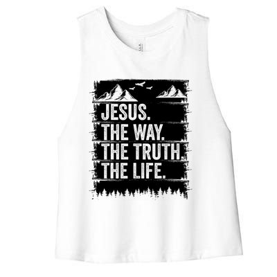 Jesus The Way Truth Life Bible Verse Christian Worship Women's Racerback Cropped Tank