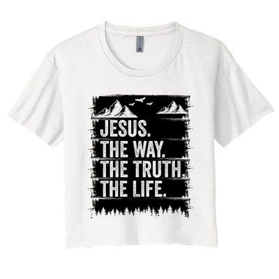 Jesus The Way Truth Life Bible Verse Christian Worship Women's Crop Top Tee