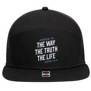 Jesus The Way Truth Life Christian John 146 Bible Verse 7 Panel Mesh Trucker Snapback Hat