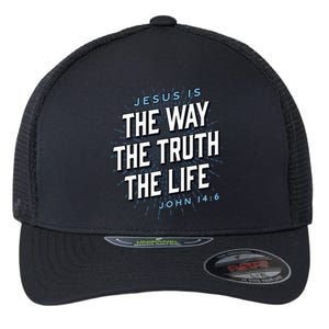 Jesus The Way Truth Life Christian John 146 Bible Verse Flexfit Unipanel Trucker Cap