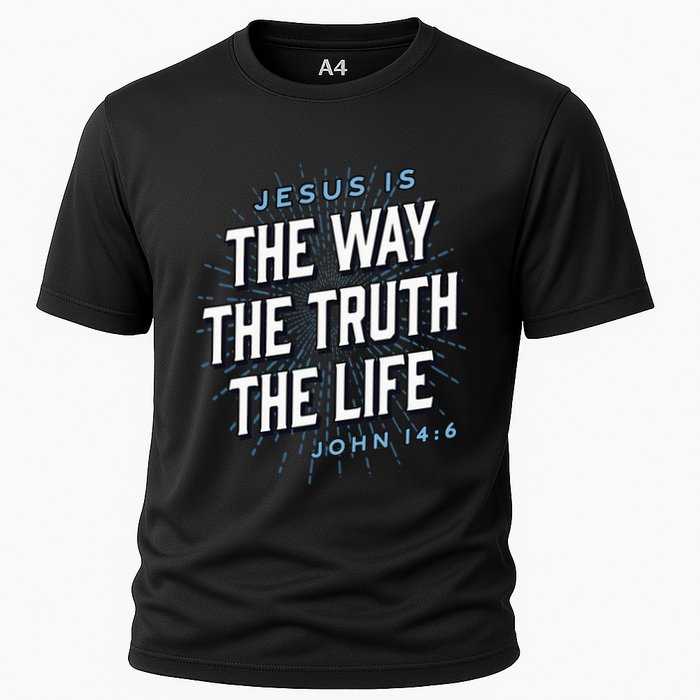 Jesus The Way Truth Life Christian John 146 Bible Verse Cooling Performance Crew T-Shirt