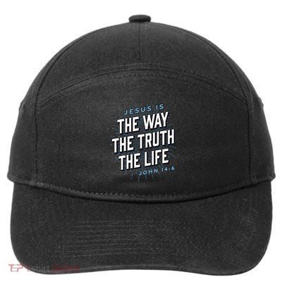 Jesus The Way Truth Life Christian John 146 Bible Verse 7-Panel Snapback Hat