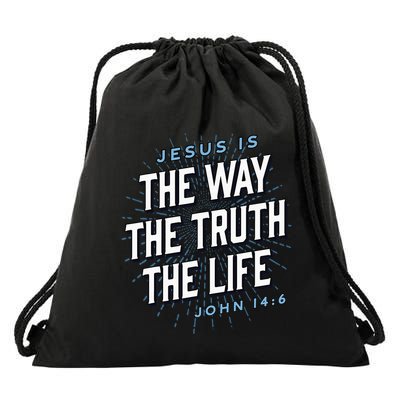 Jesus The Way Truth Life Christian John 146 Bible Verse Drawstring Bag