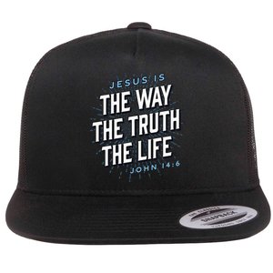 Jesus The Way Truth Life Christian John 146 Bible Verse Flat Bill Trucker Hat