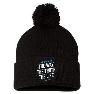 Jesus The Way Truth Life Christian John 146 Bible Verse Pom Pom 12in Knit Beanie