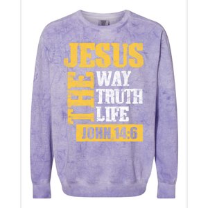 Jesus The Way Truth Life John 14:6 Christian Bible Verse Great Gift Colorblast Crewneck Sweatshirt